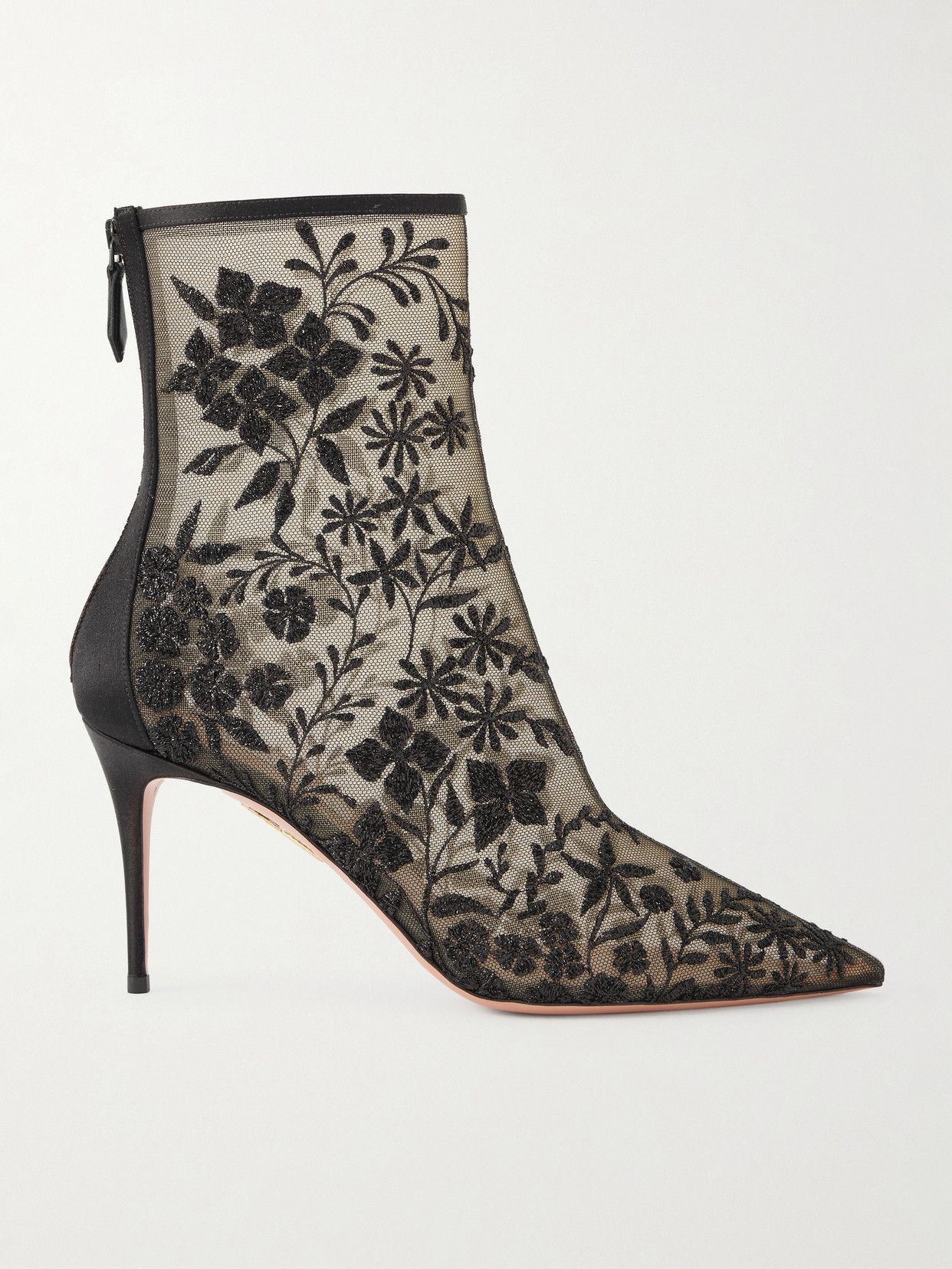 Mon Amour 85 Bead-Embellished Satin-Trimmed Ankle Boots