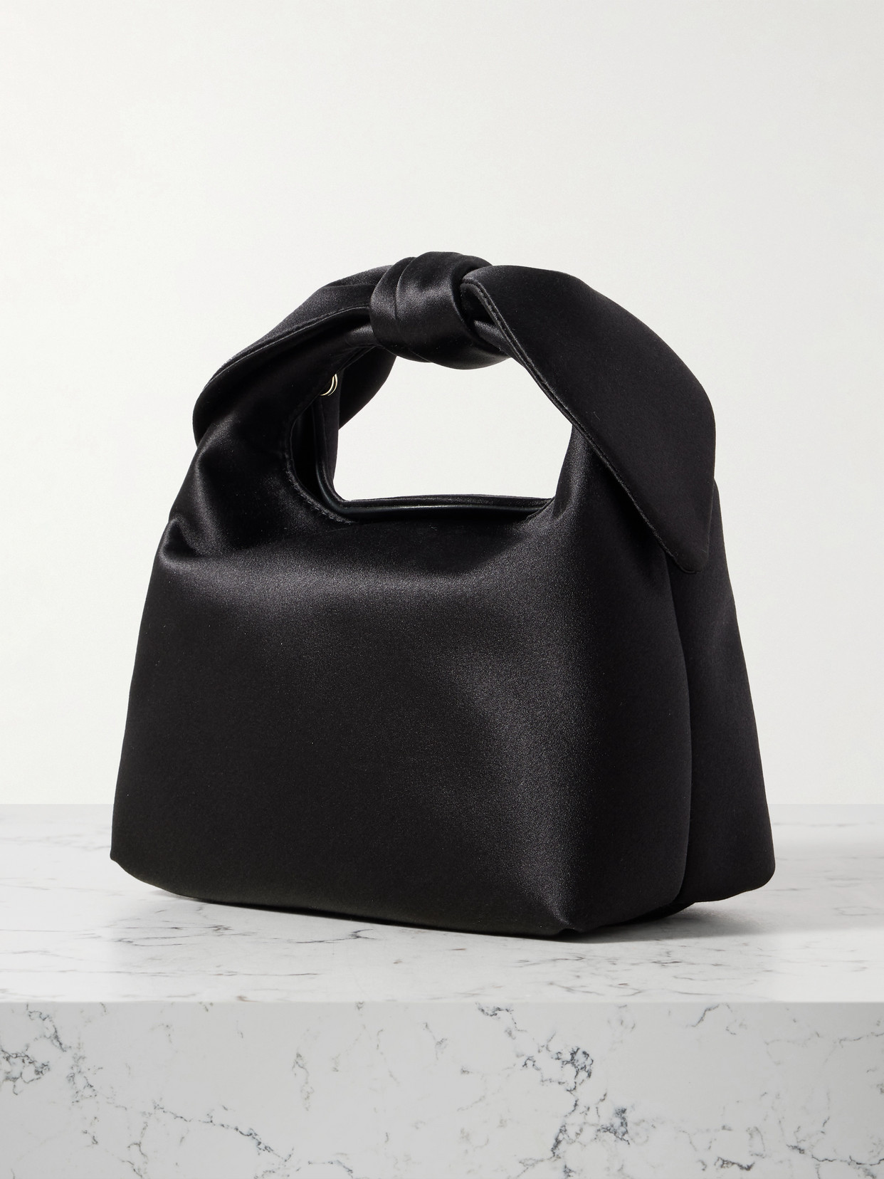 Aquazzura Bow Tie Mini Satin Tote In Black
