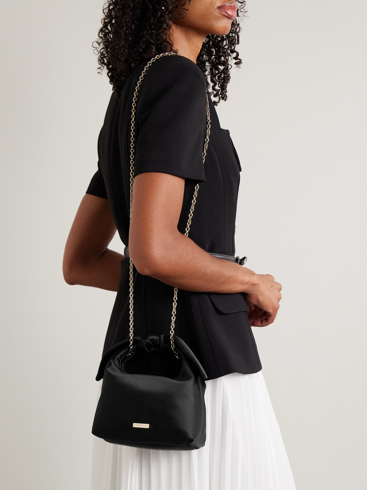 Aquazzura Bow Tie Mini Satin Tote In Black