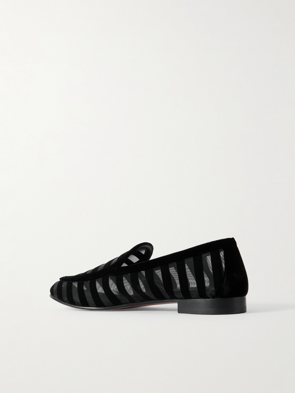 Aquazzura Saint Germain Mesh And Velvet Loafers In Black