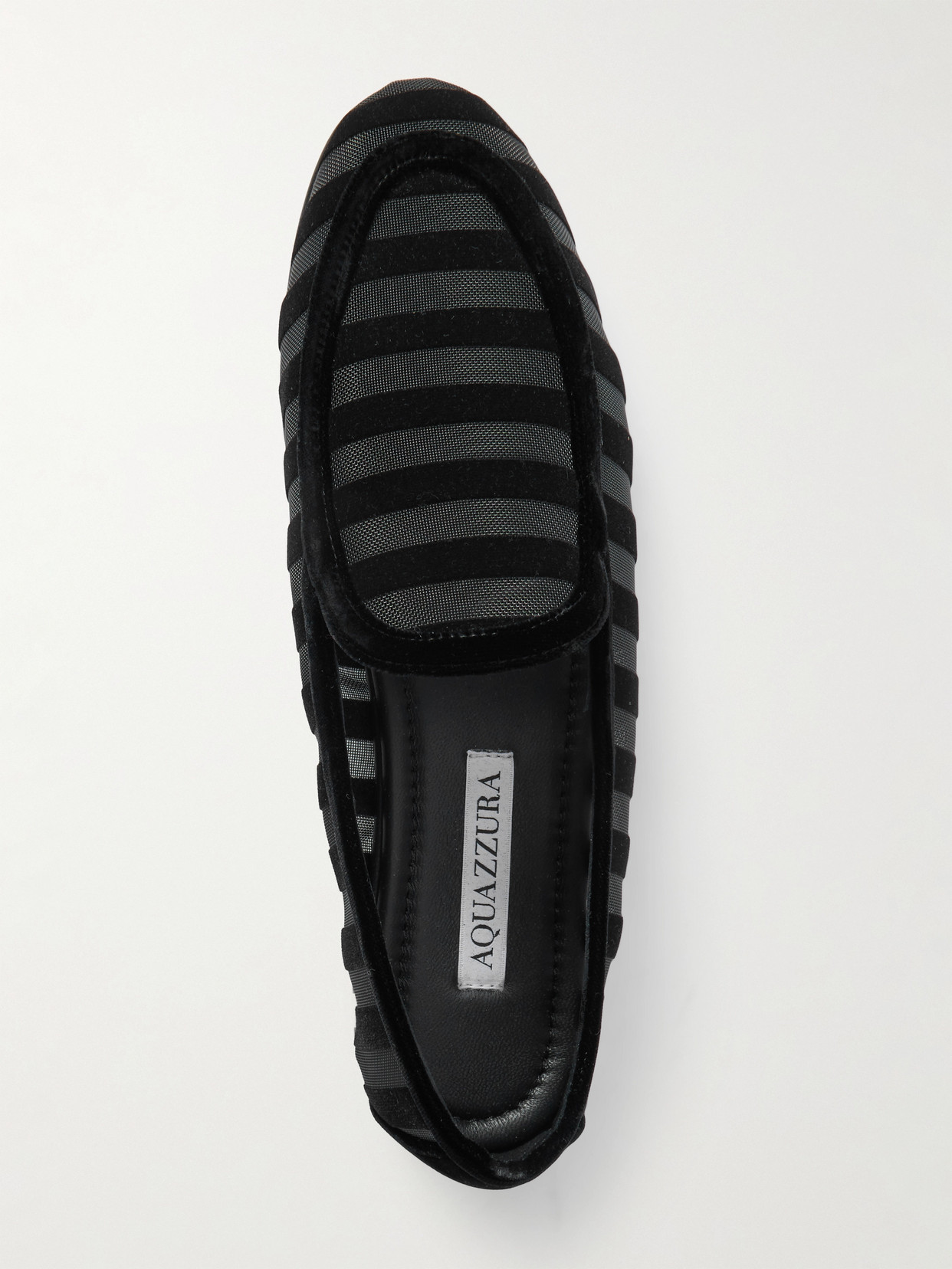 Aquazzura Saint Germain Mesh And Velvet Loafers In Black