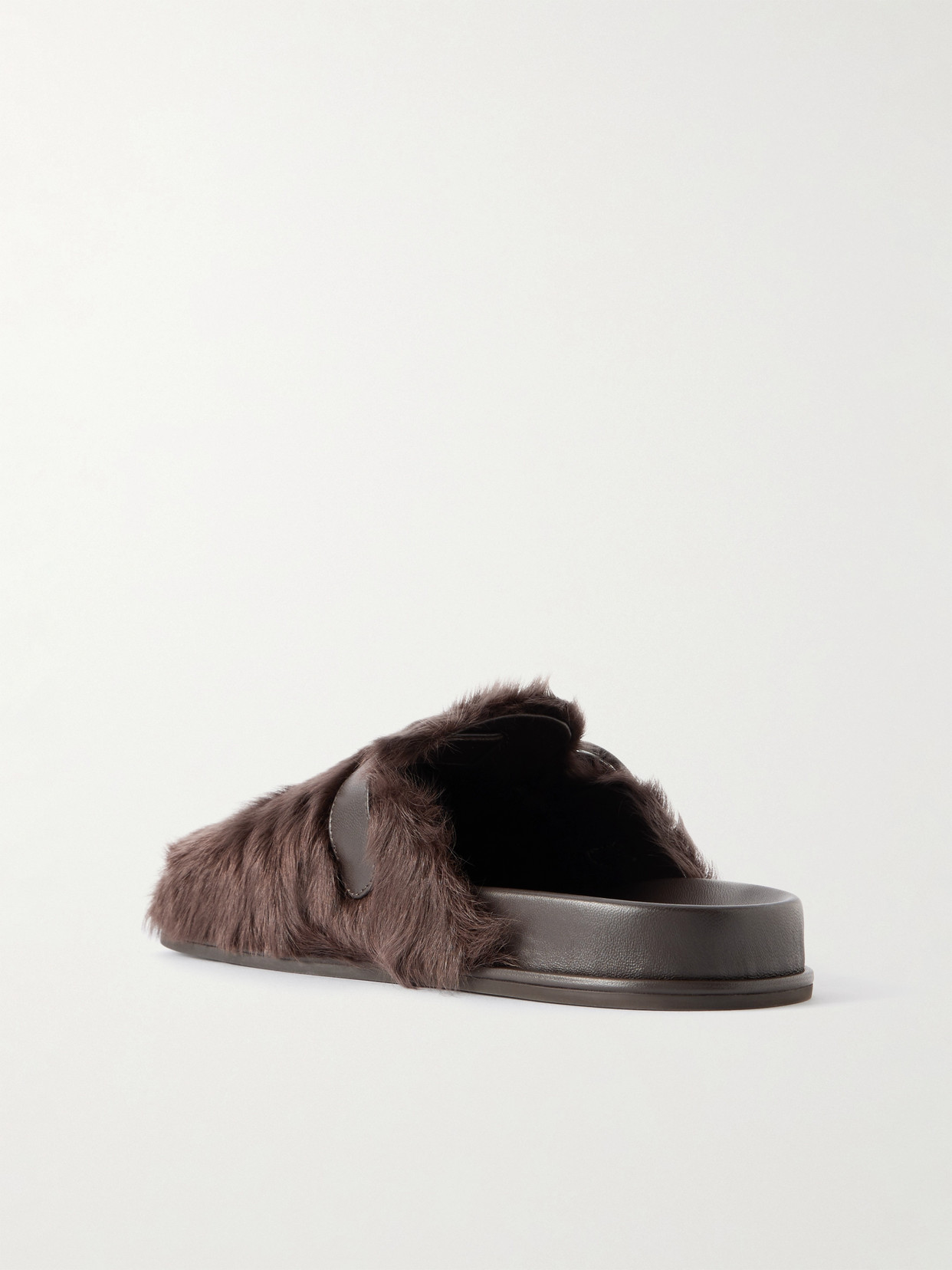 Cuddle Buckled Leather-Trimmed Shearling Slip-Ons
