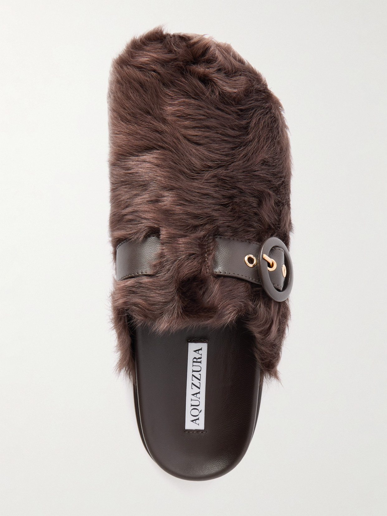 Cuddle Buckled Leather-Trimmed Shearling Slip-Ons