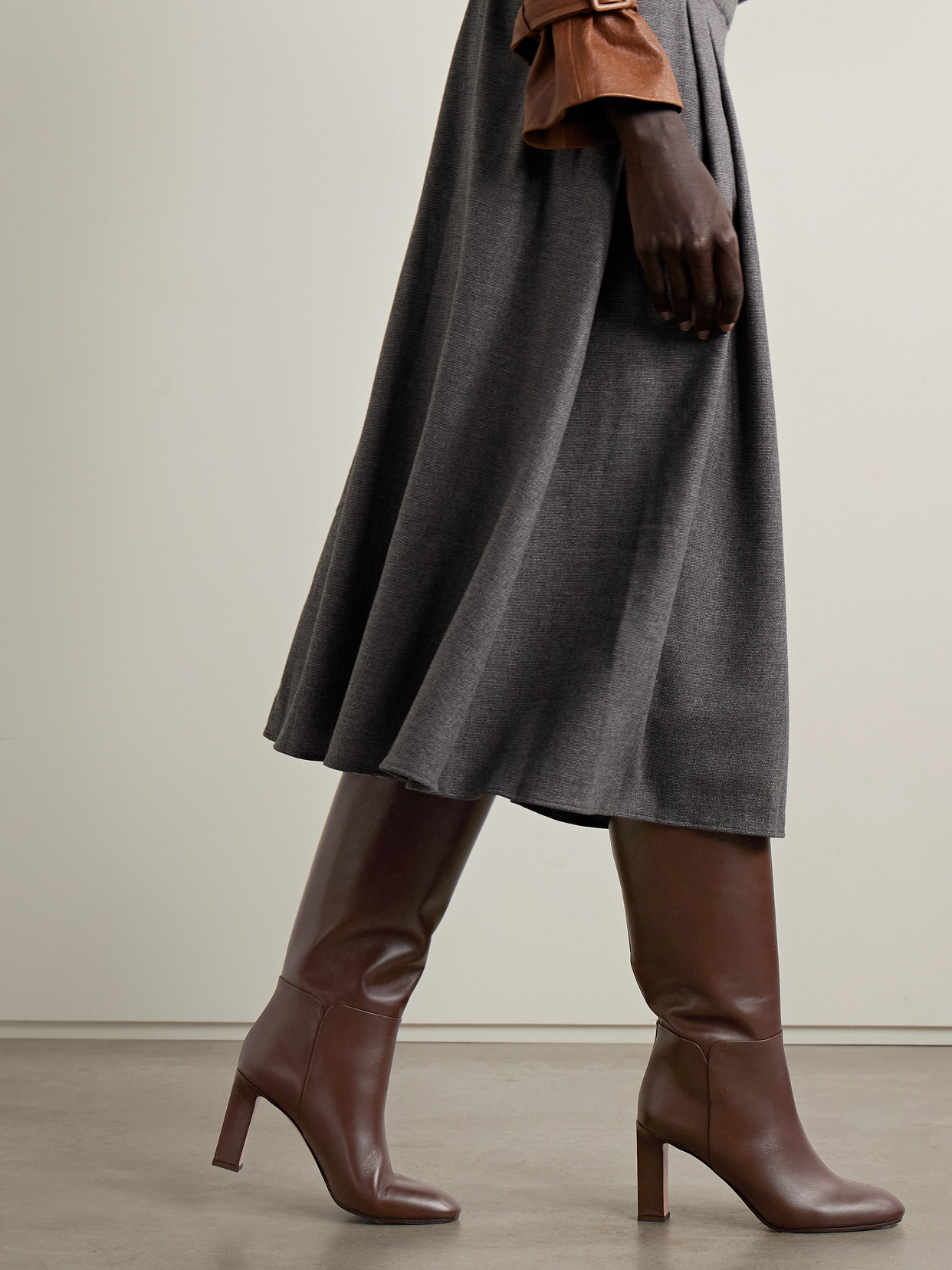 Aquazzura Sellier 85 Leather Knee Boots In Brown