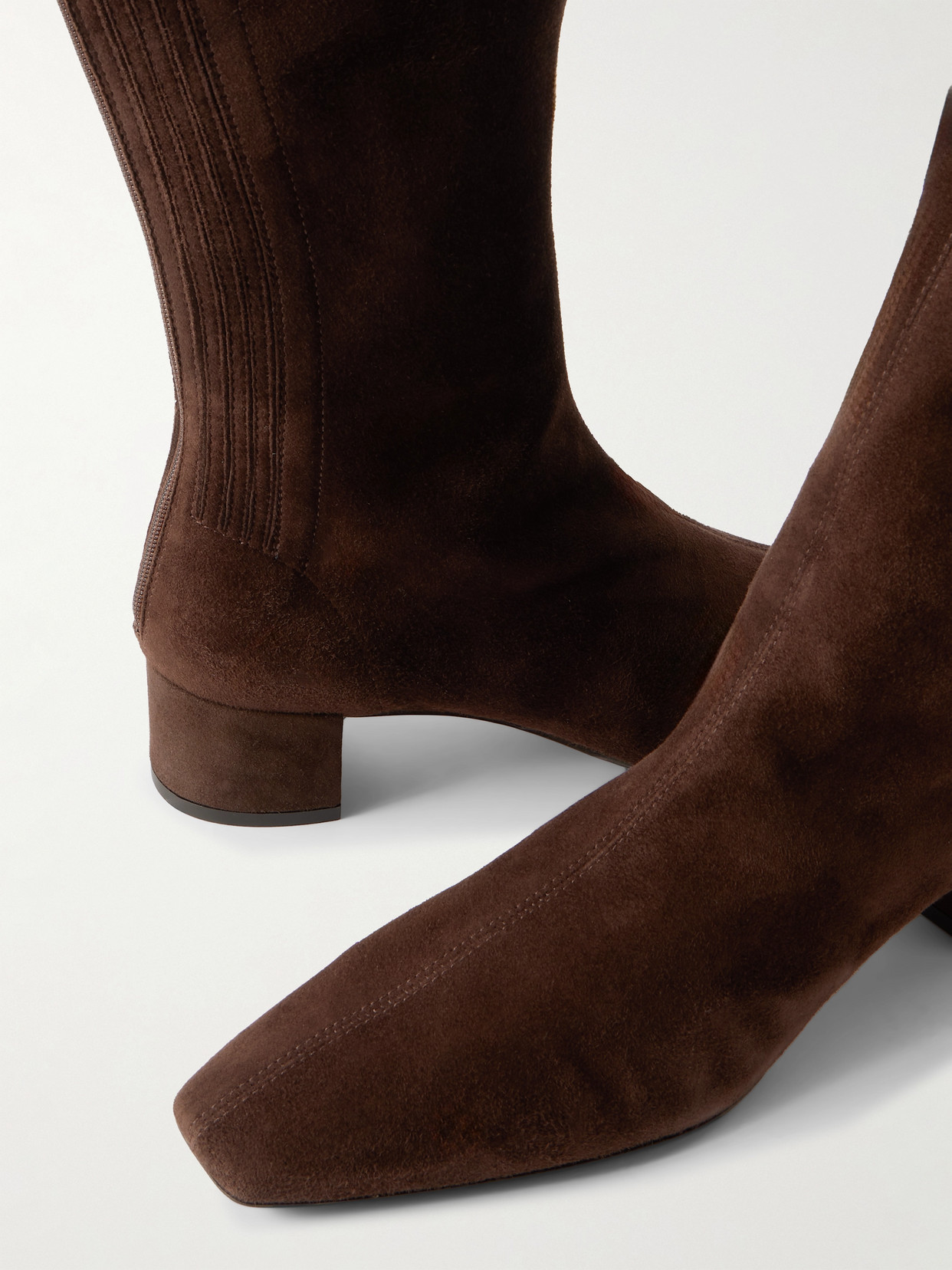 Aquazzura Saint Honoré 35 Suede Knee Boots In Brown