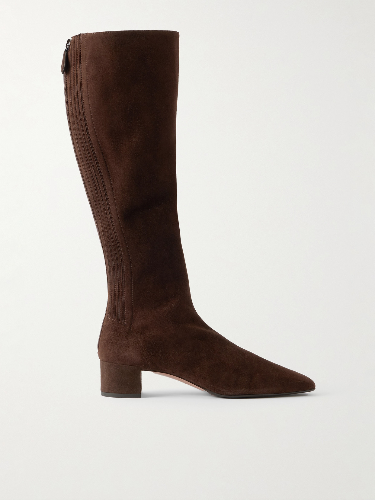 Aquazzura Saint Honoré 35 Suede Knee Boots In Brown