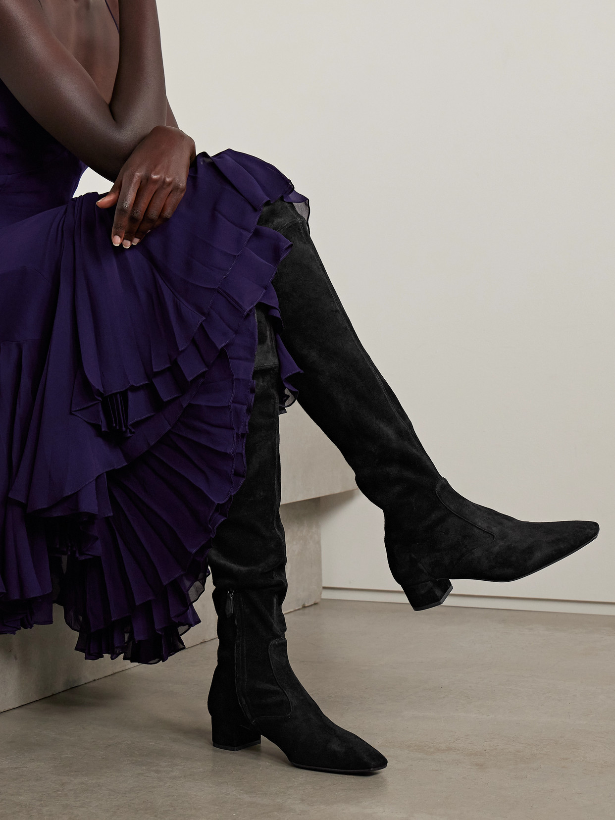 Aquazzura Remi 35 Suede Over-the-knee Boots In Black