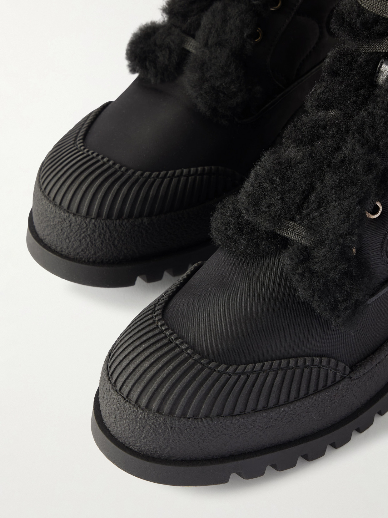 Aquazzura Glacier Shearling-lined Quilted Nylon And Leather Ankle Boots In Black