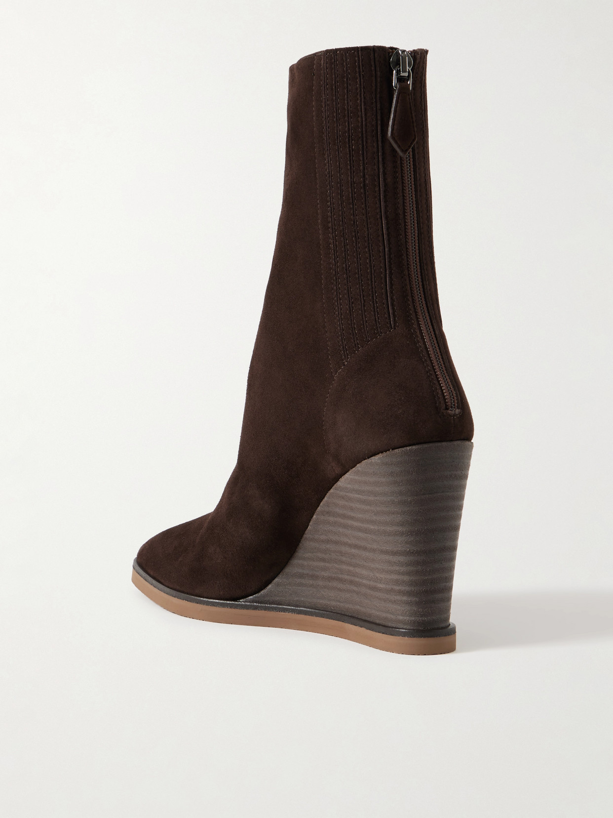 Aquazzura Saint Honoré 85 Suede Wedge Ankle Boots In Brown