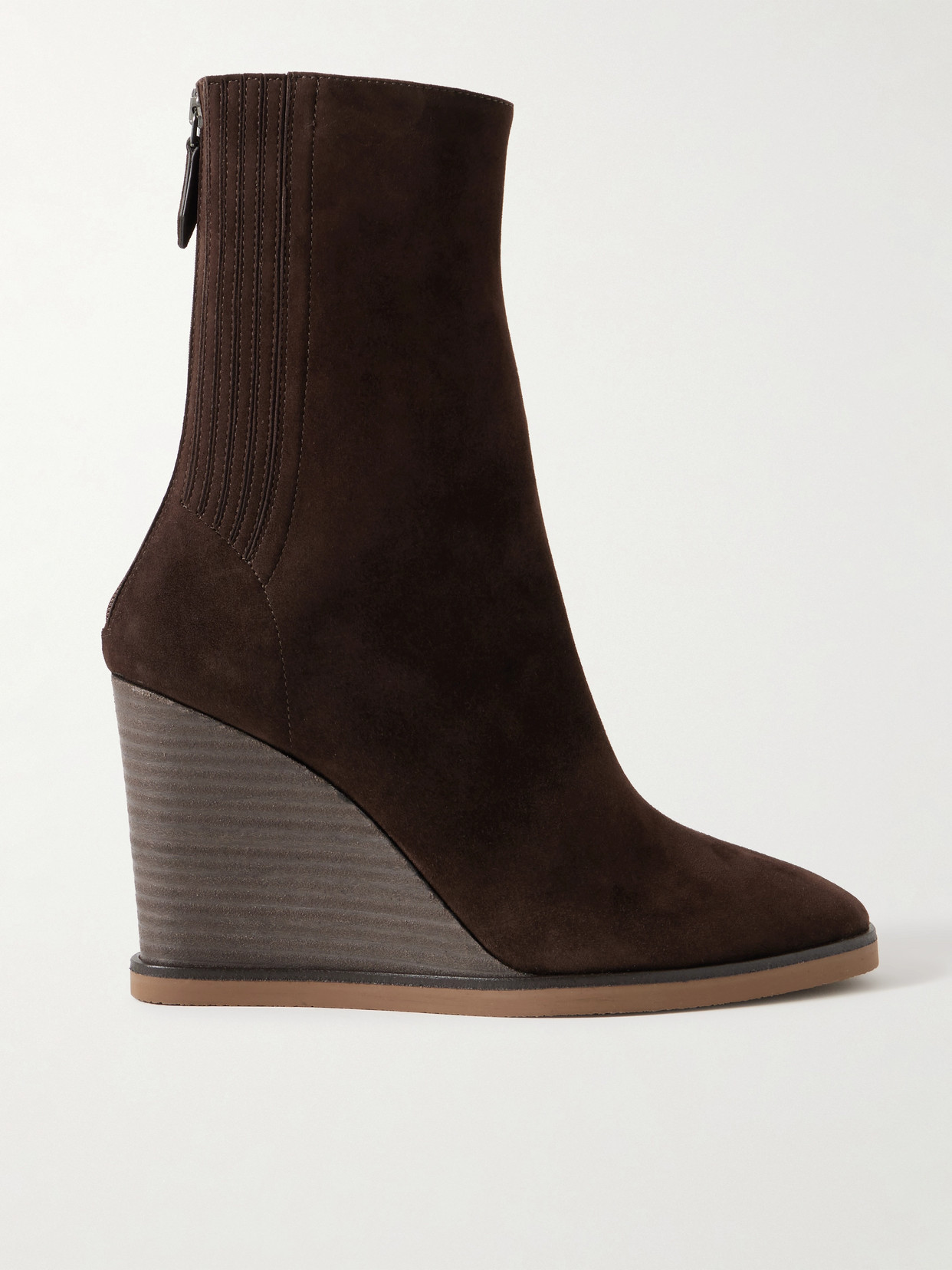 Aquazzura Saint Honoré 85 Suede Wedge Ankle Boots In Brown