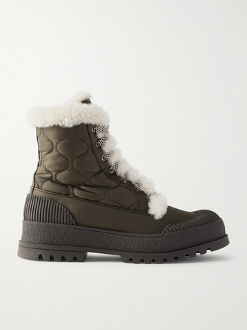 AQUAZZURA Glacier shearling-lined quilted nylon and leather ankle boots