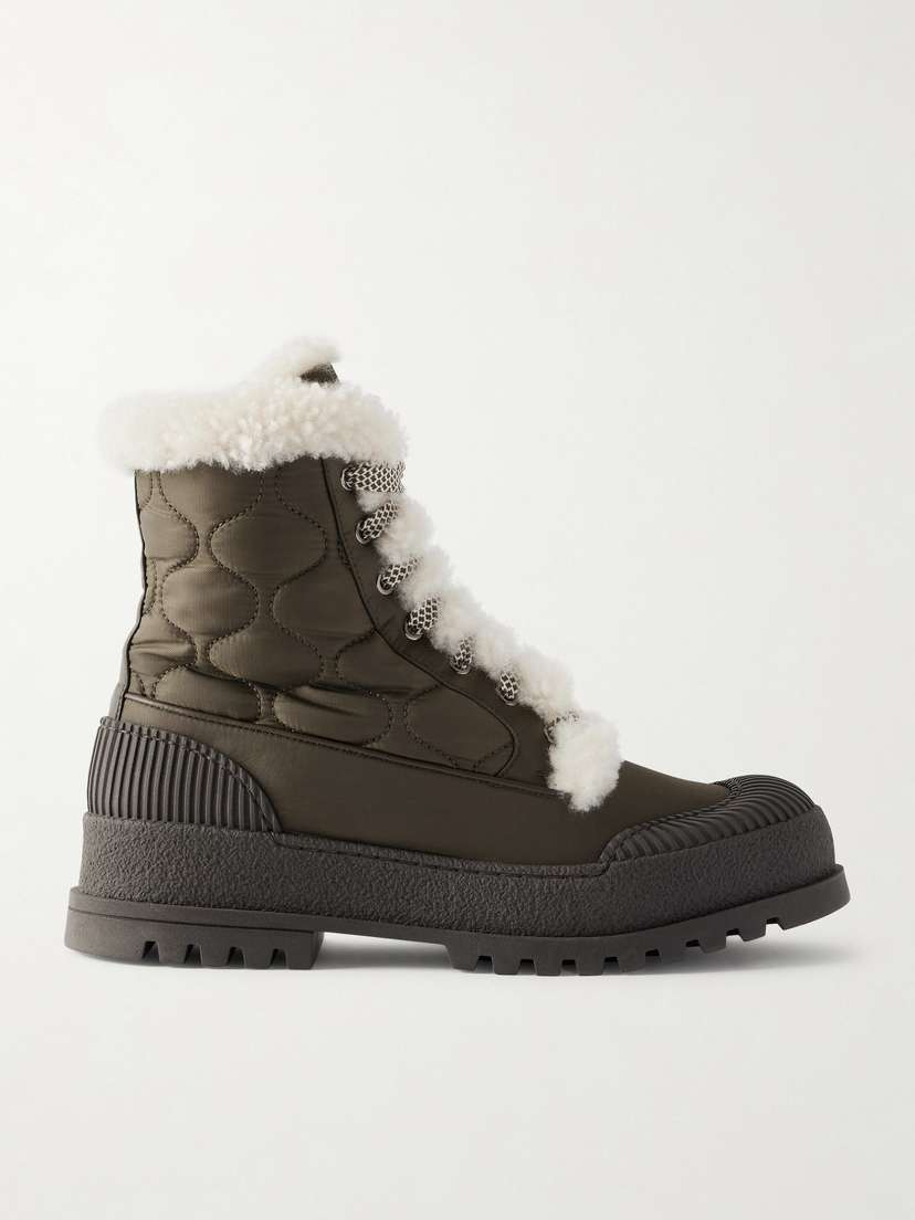 Glacier Shearling-lined Quilted Nylon And Leather Ankle Boots