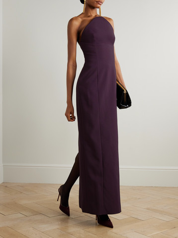 Solace London - Lydia one-sleeve cape-effect cady maxi dress | Plush