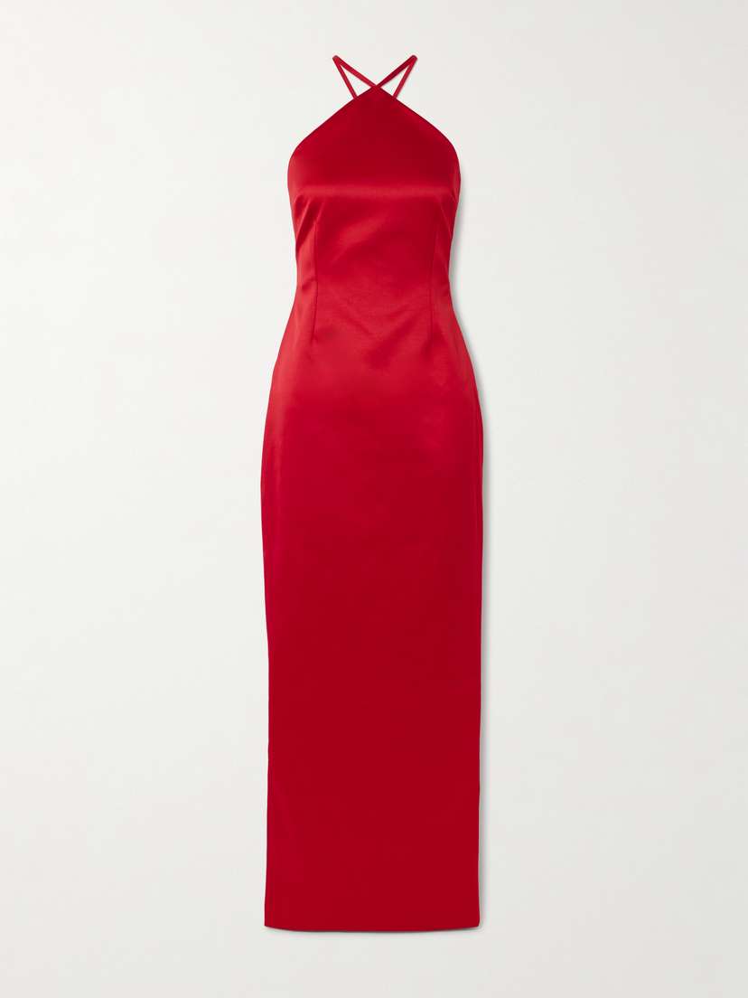 Solace London Fern Tie-detailed Duchesse-satin Gown