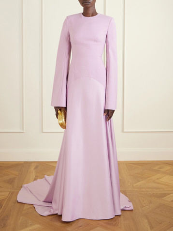 Solace London Claudine satin-trimmed crepe gown
