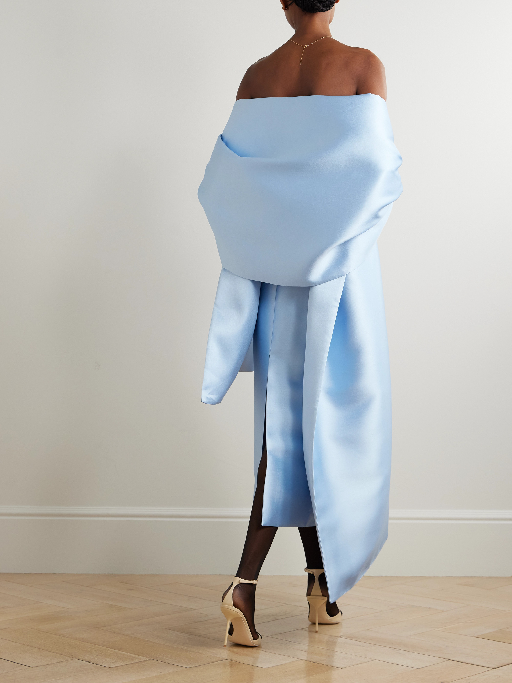 Solace London Renee cape-effect satin midi dress thumbnail