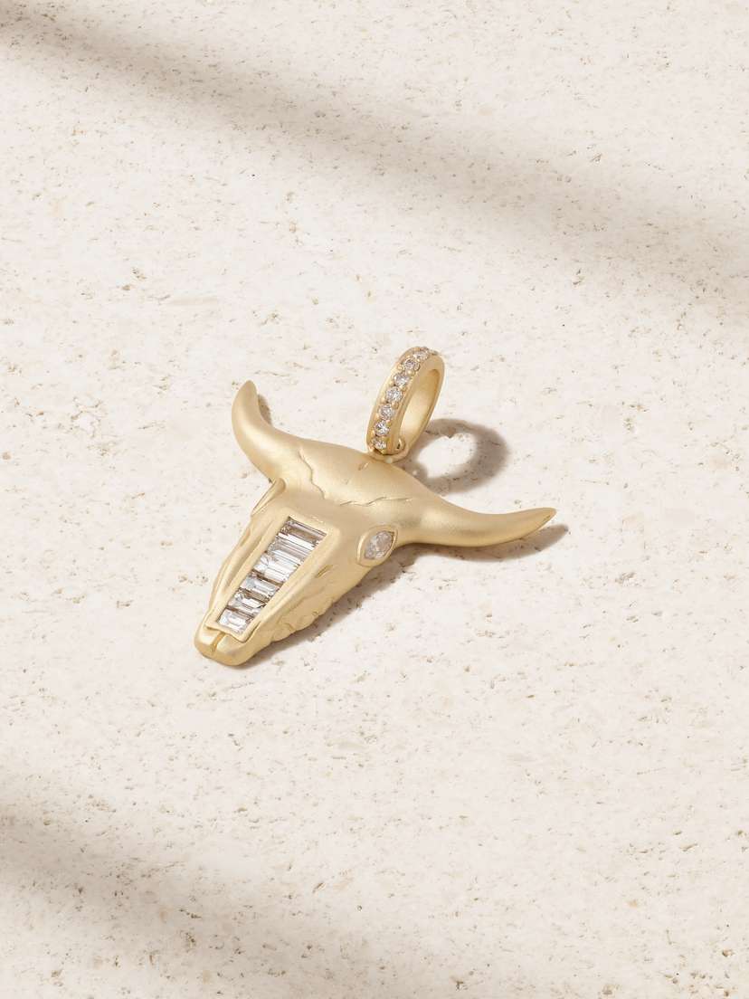 Jacquie Aiche Bull 14-karat Gold Diamond Pendant