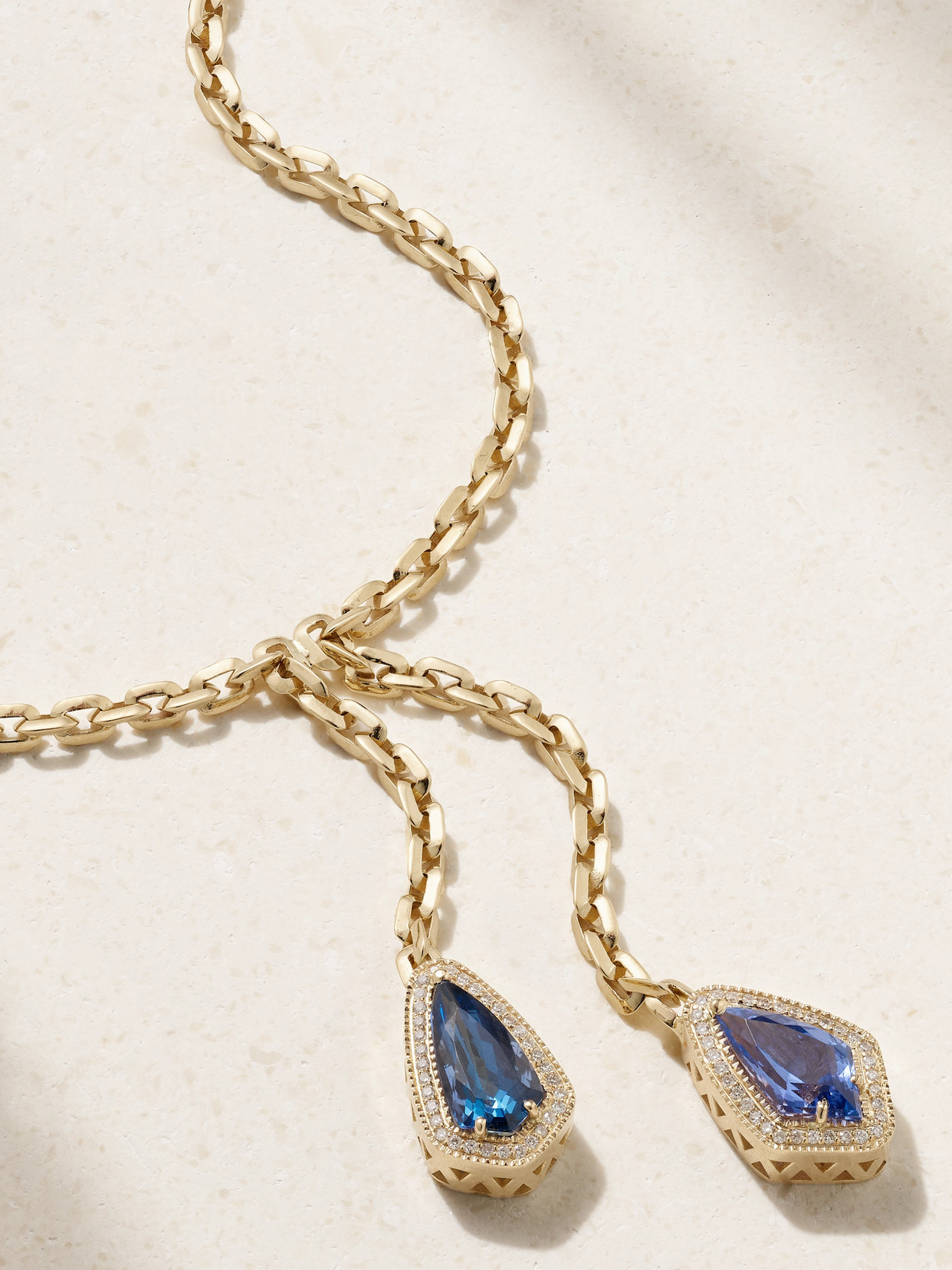 Jacquie Aiche Bolo Mo 14-karat Gold, Tanzanite And Diamond Necklace