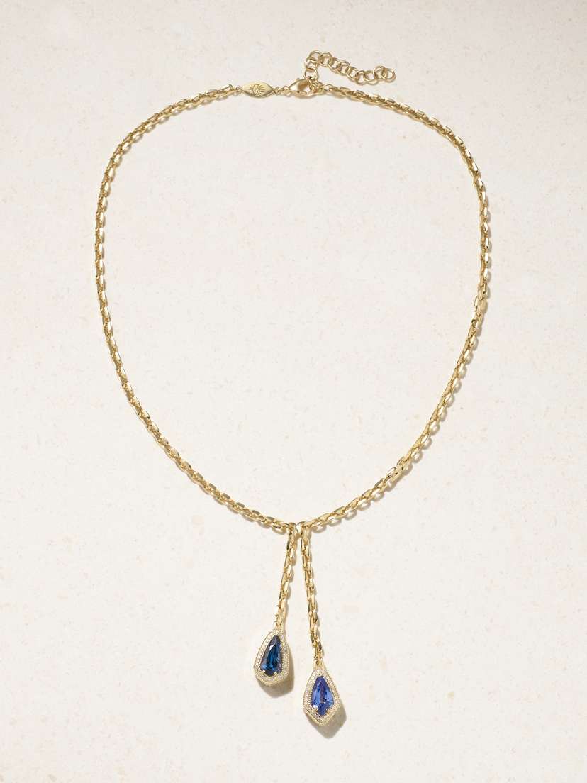 Jacquie Aiche Bolo Mo 14-karat Gold, Tanzanite And Diamond Necklace