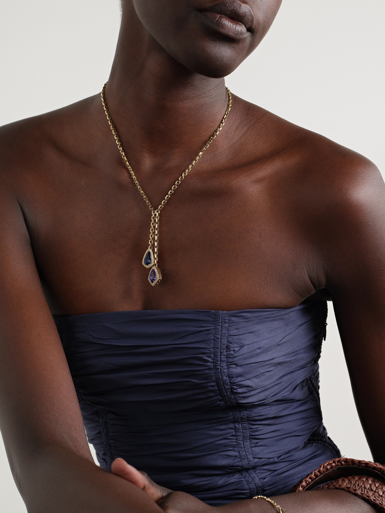 Jacquie Aiche Bolo Mo 14-karat Gold, Tanzanite And Diamond Necklace