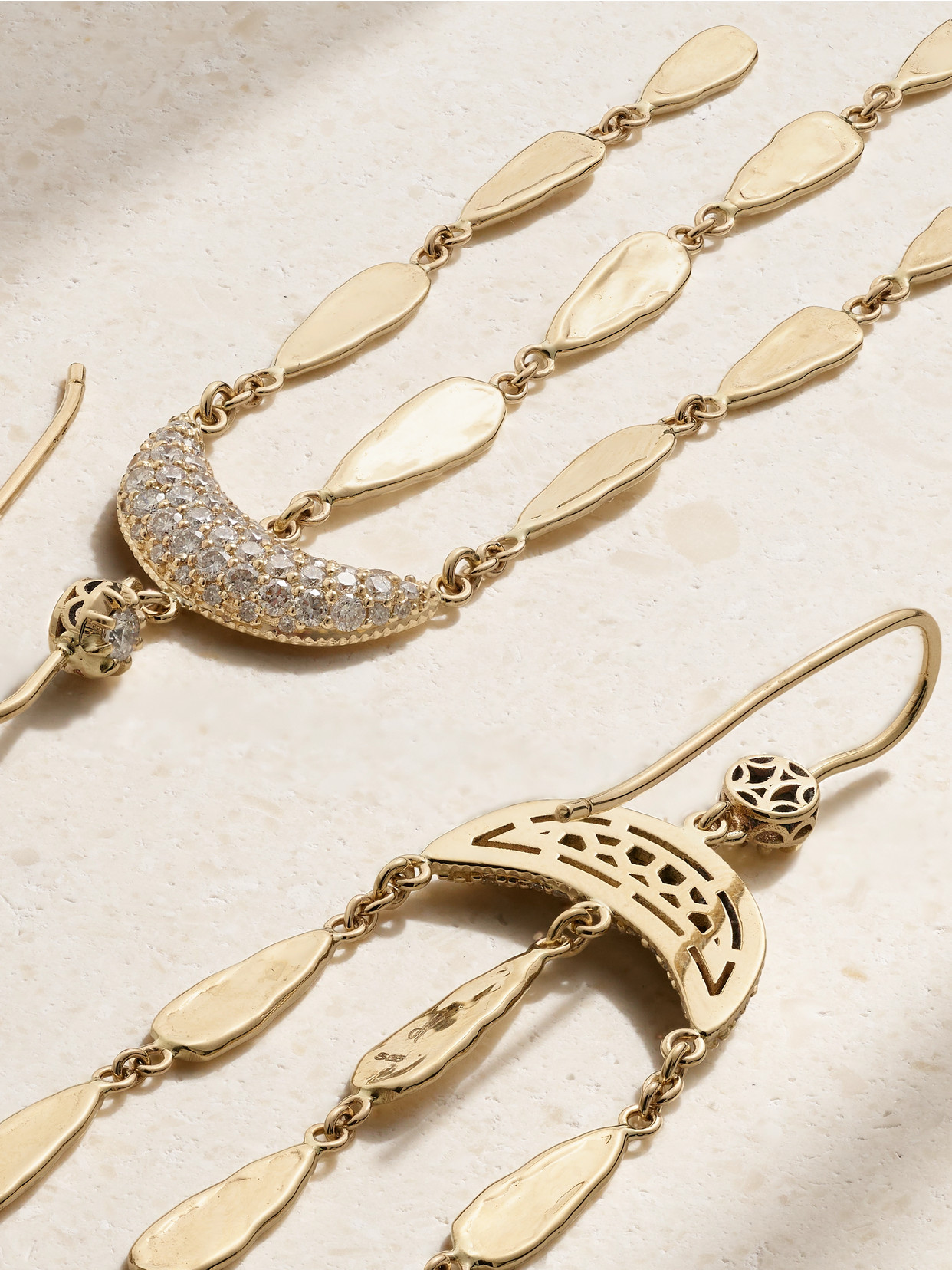 Jacquie Aiche Crescent Moon 14-karat Gold Diamond Earrings