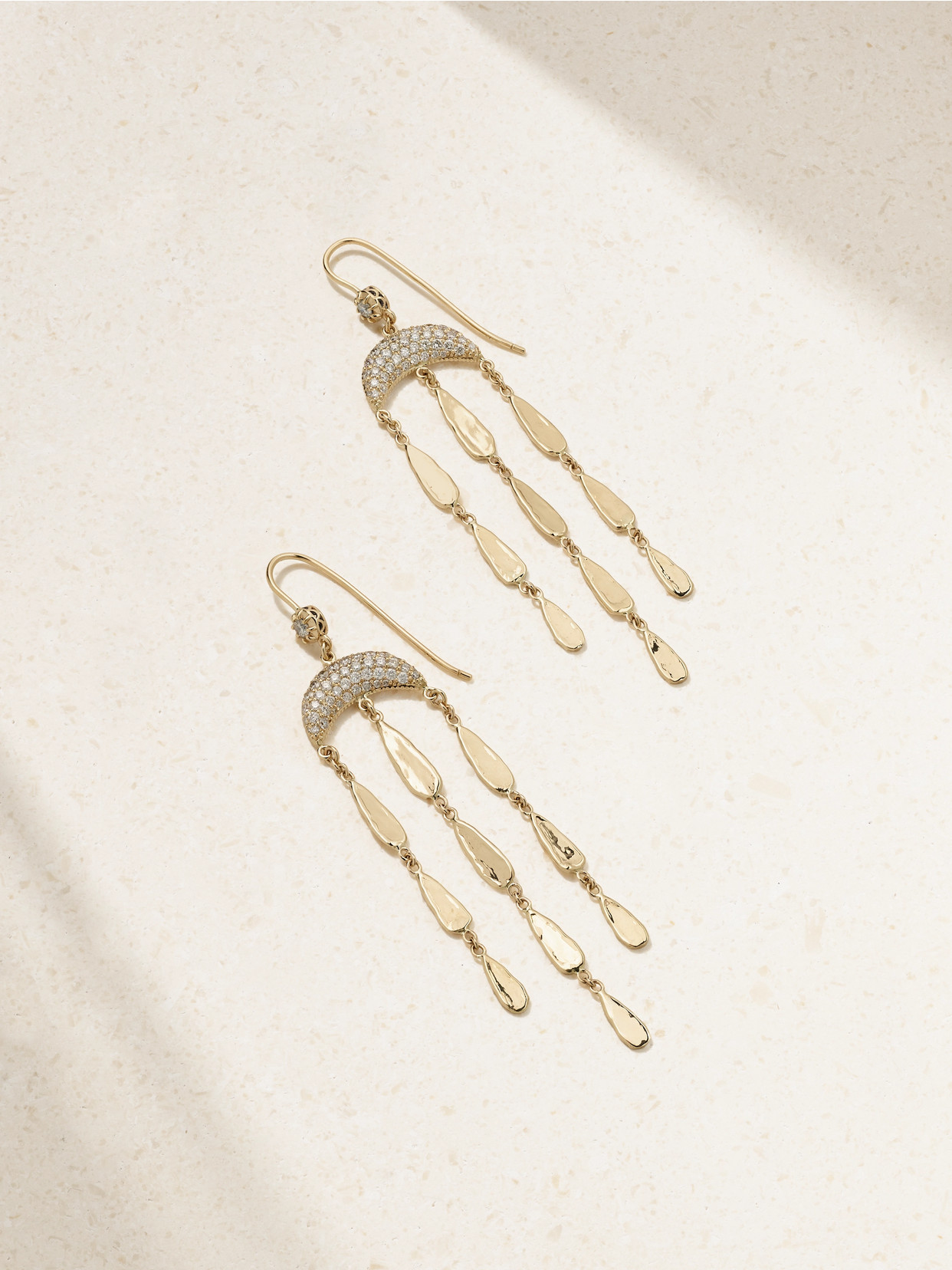 Jacquie Aiche Crescent Moon 14-karat Gold Diamond Earrings