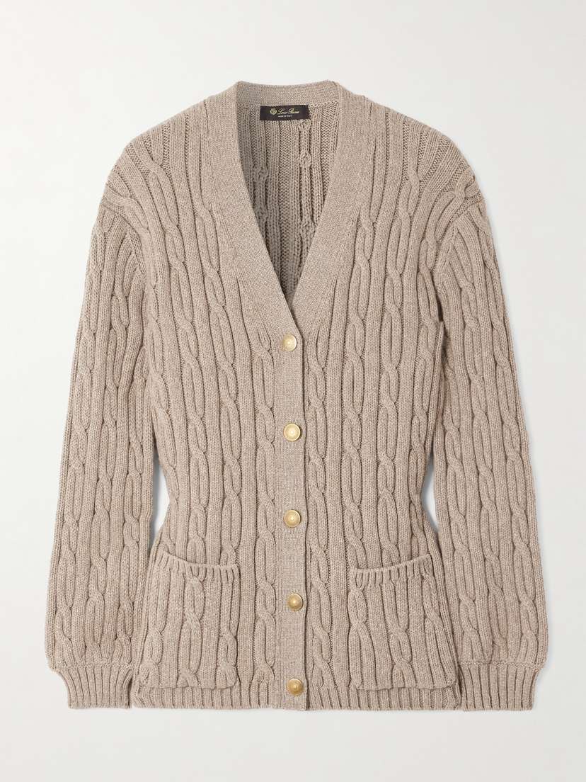 Loro Piana Cable-knit Cashmere-blend Cardigan