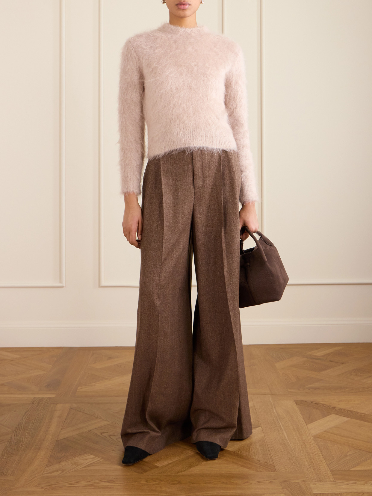 Pleated Pinstriped Wool And Cashmere-Blend Wide-Leg Pants