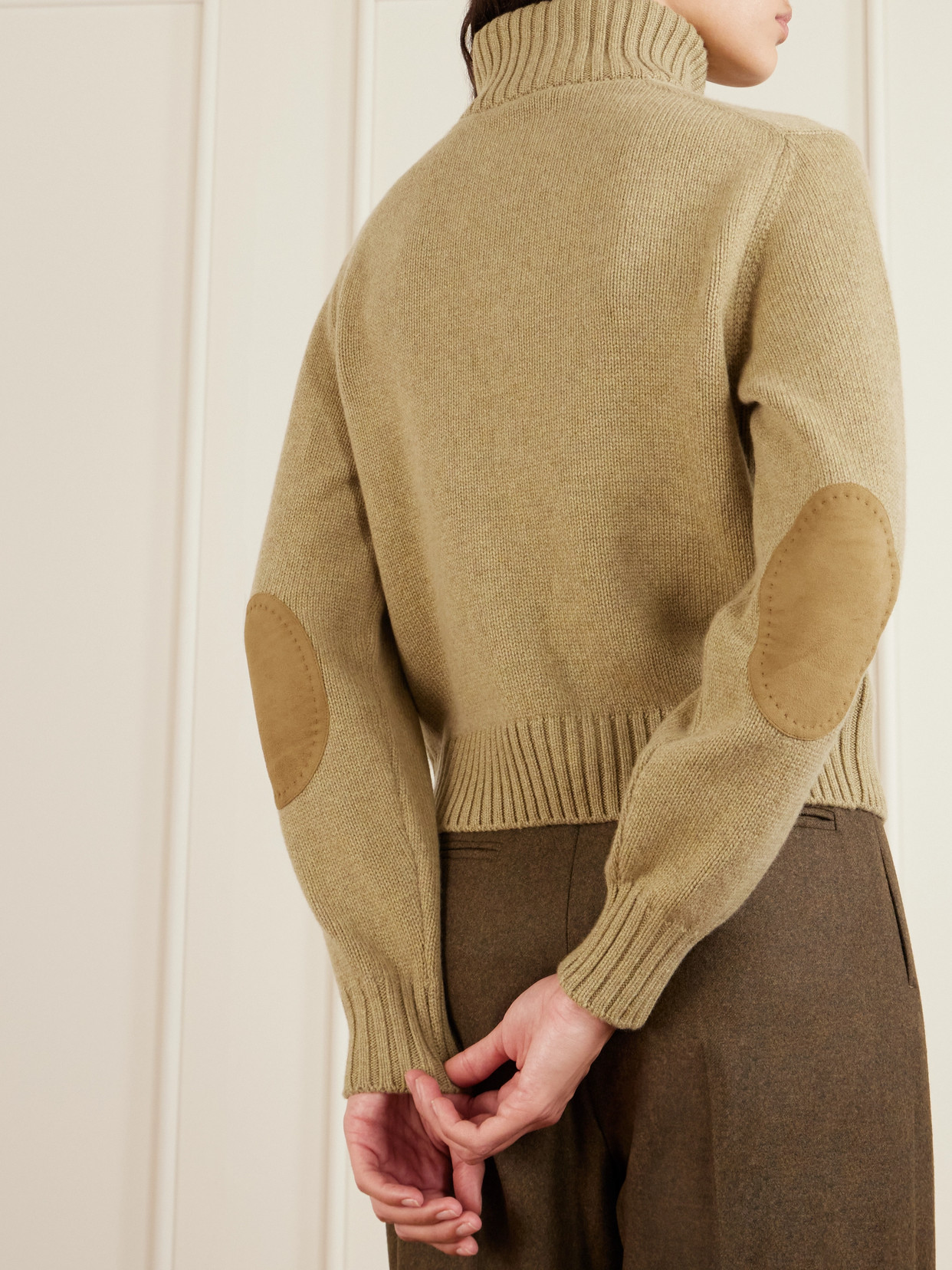 Loro Piana Parksville Suede-trimmed Cashmere Cardigan In Brown