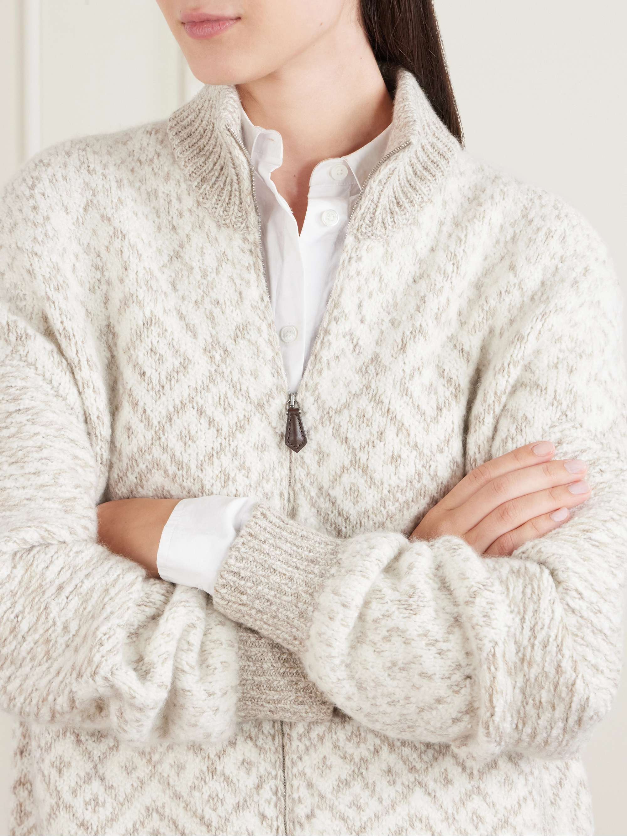 LORO PIANA Jacquard-knit cashmere cardigan | NET-A-PORTER