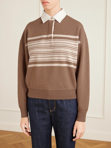 Loro Piana Striped wool and cashmere-blend polo shirt