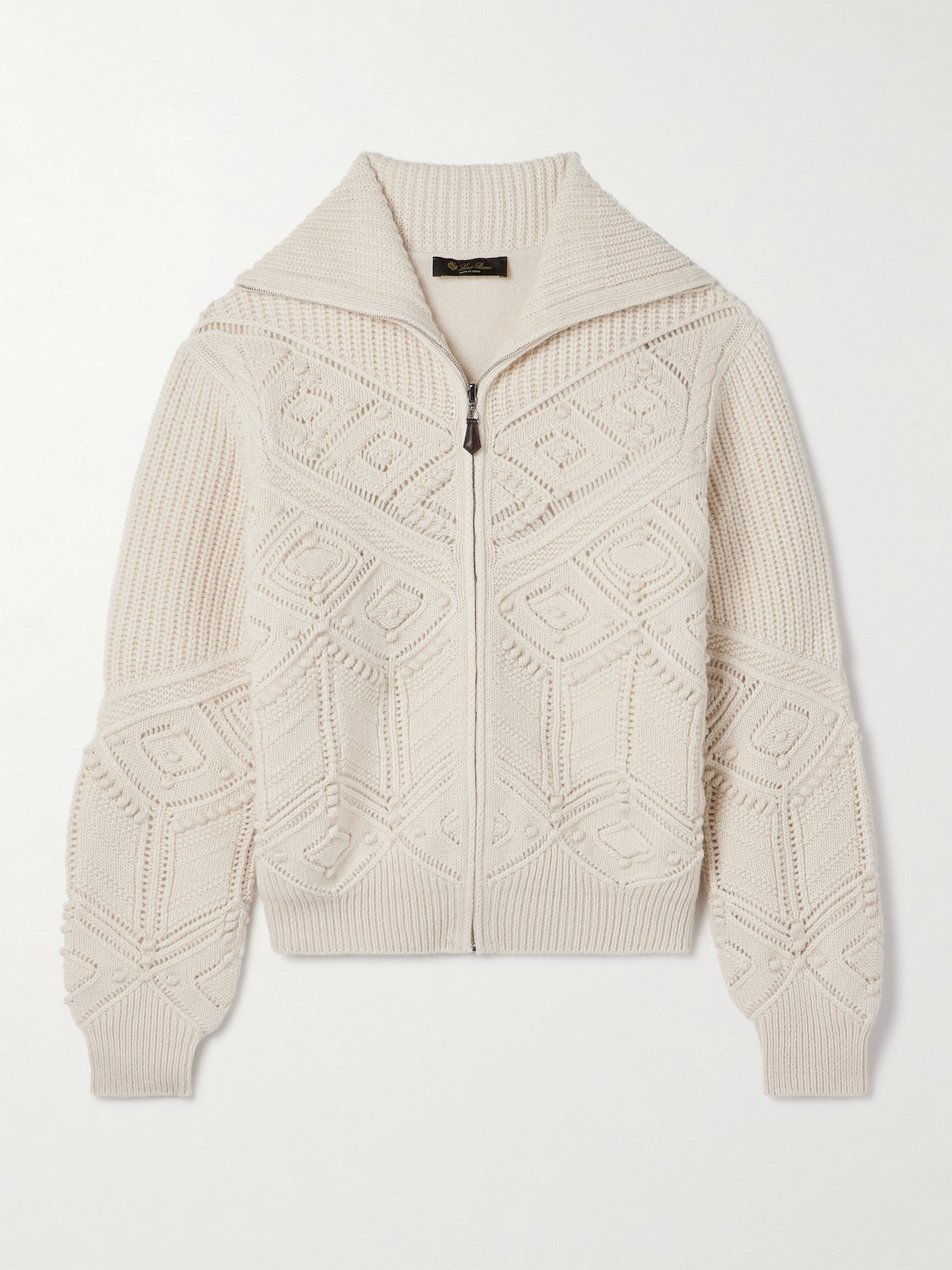 Loro Piana Cashmere Zip-up Cardigan In White