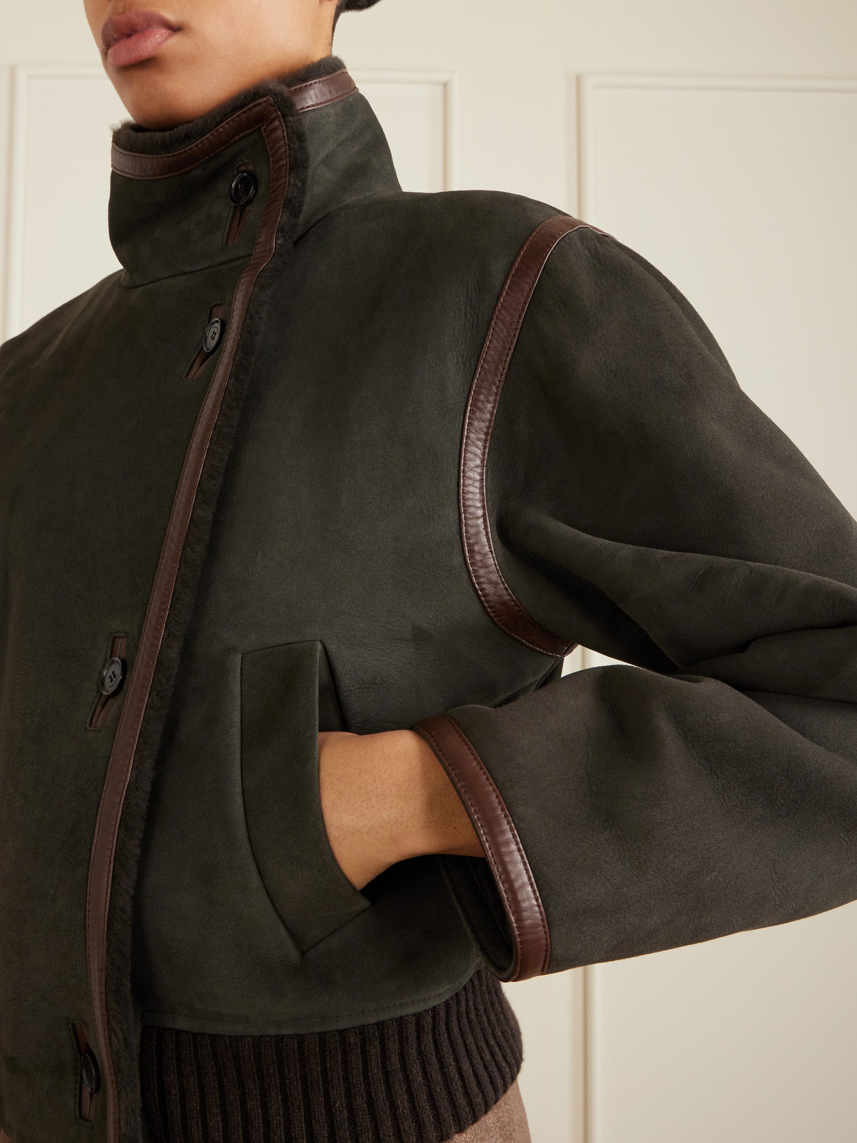 Jekel Leather-Trimmed Shearling-Lined Jacket