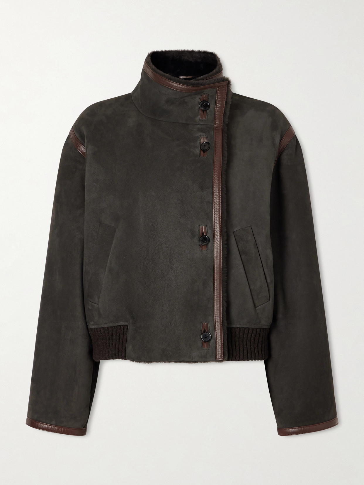 Loro Piana Jekel Leather-trimmed Shearling-lined Suede Jacket In Brown