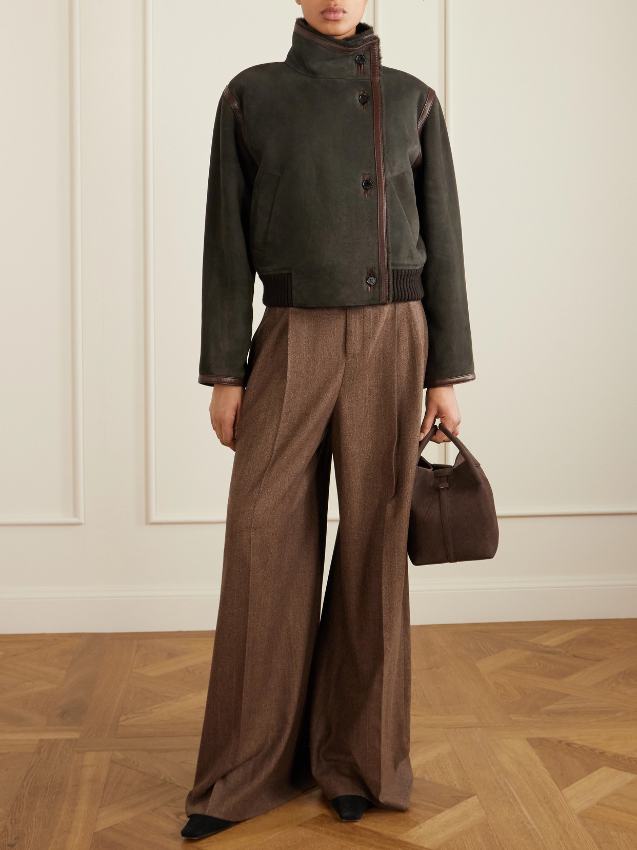 Jekel Leather-Trimmed Shearling-Lined Jacket