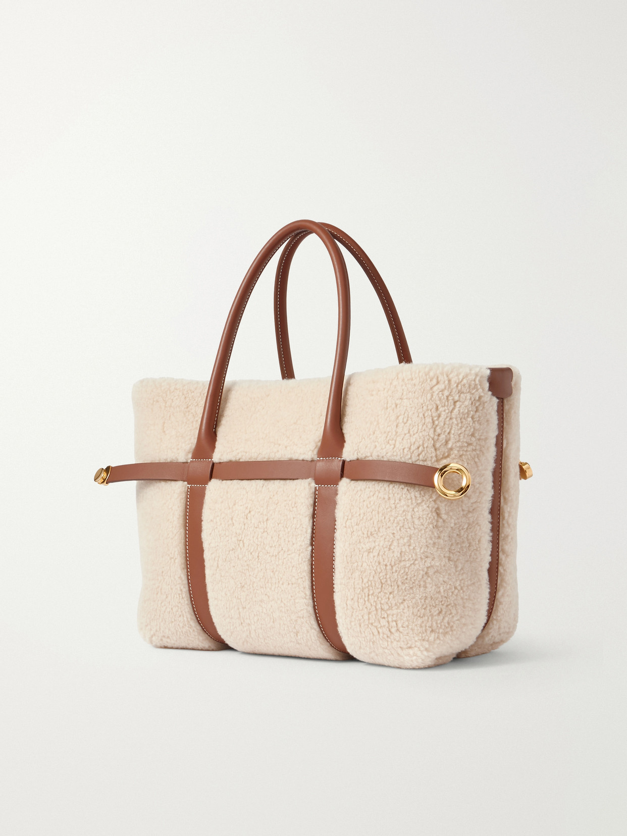 Ghiera Small Leather-Trimmed Cashmere And Silk-Blend Fleece Tote