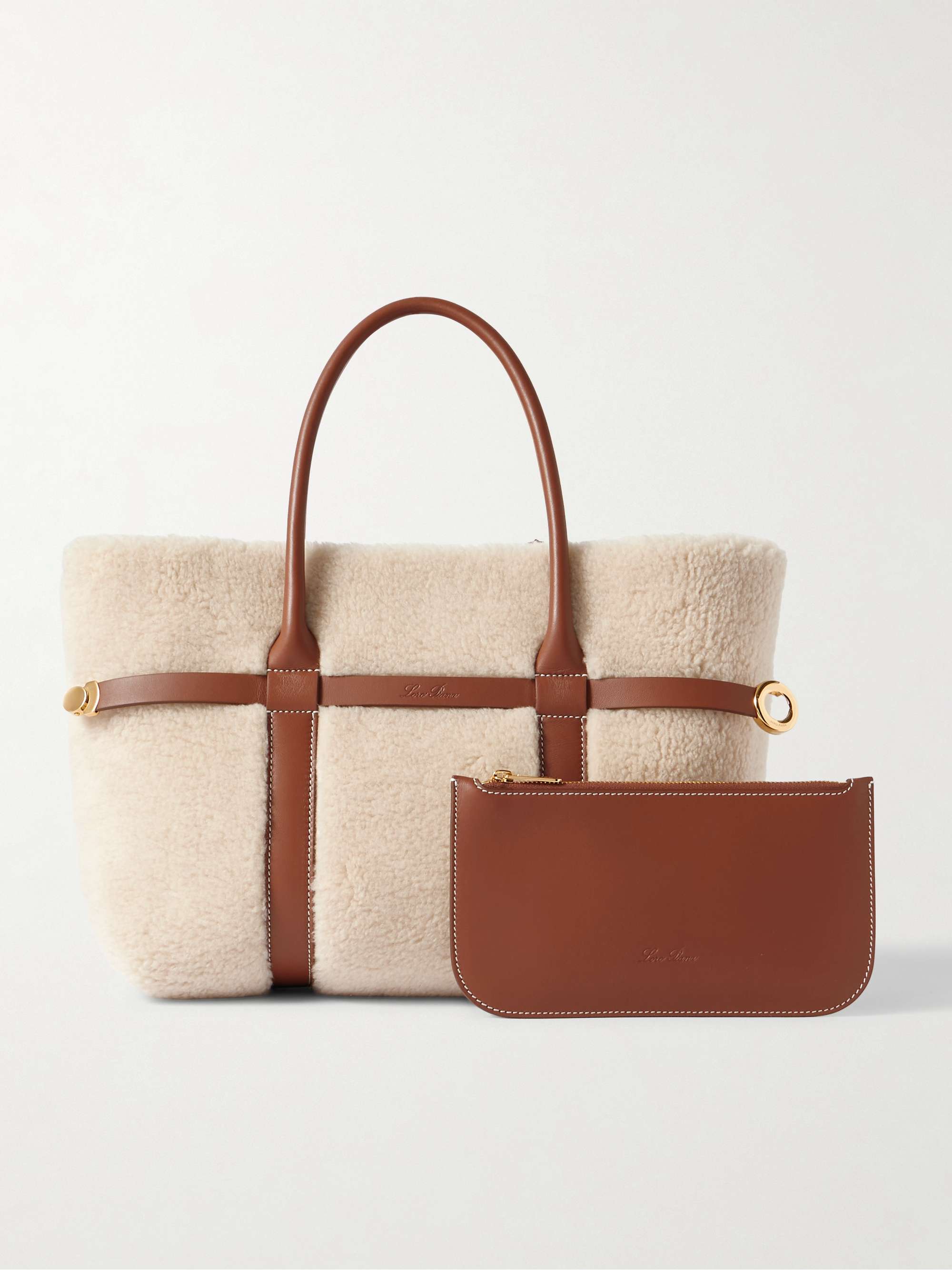 LORO PIANA Ghiera small leather-trimmed cashmere and silk-blend