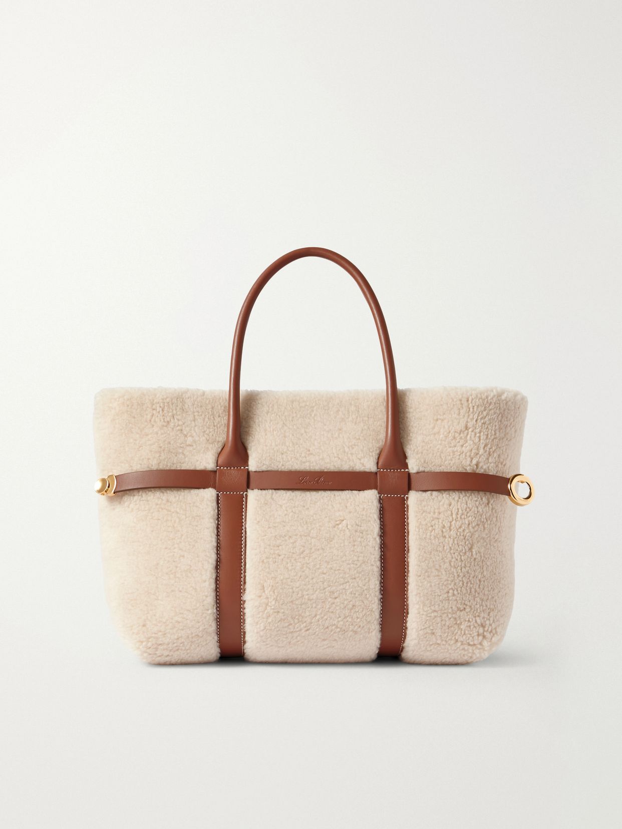 Ghiera small leather-trimmed cashmere and silk-blend fleece tote