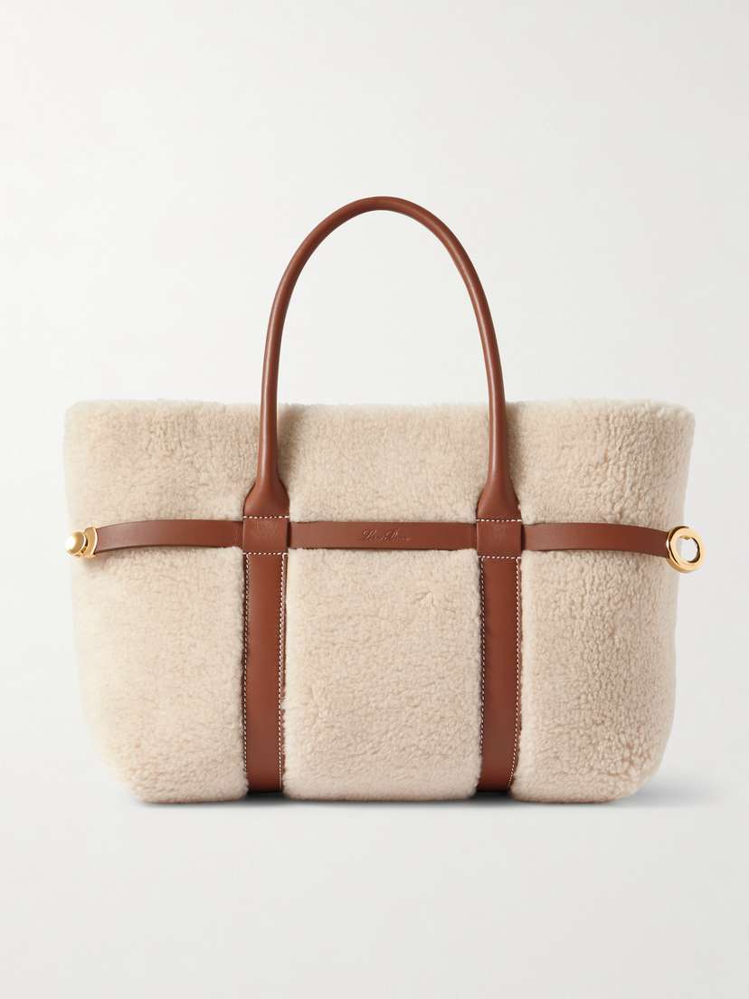 Loro Piana Ghiera Small Leather-trimmed Cashmere And Silk-blend Fleece Tote