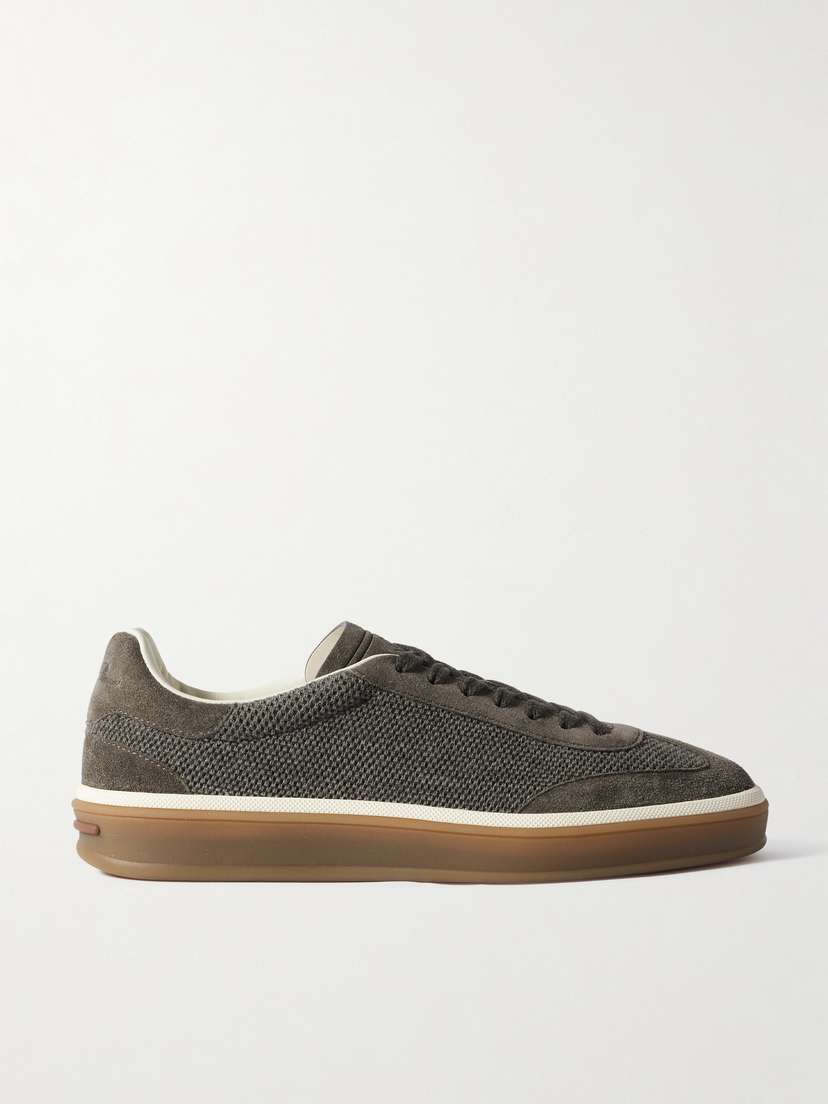 Loro Piana Tennis Walk Suede-trimmed Wool Sneakers