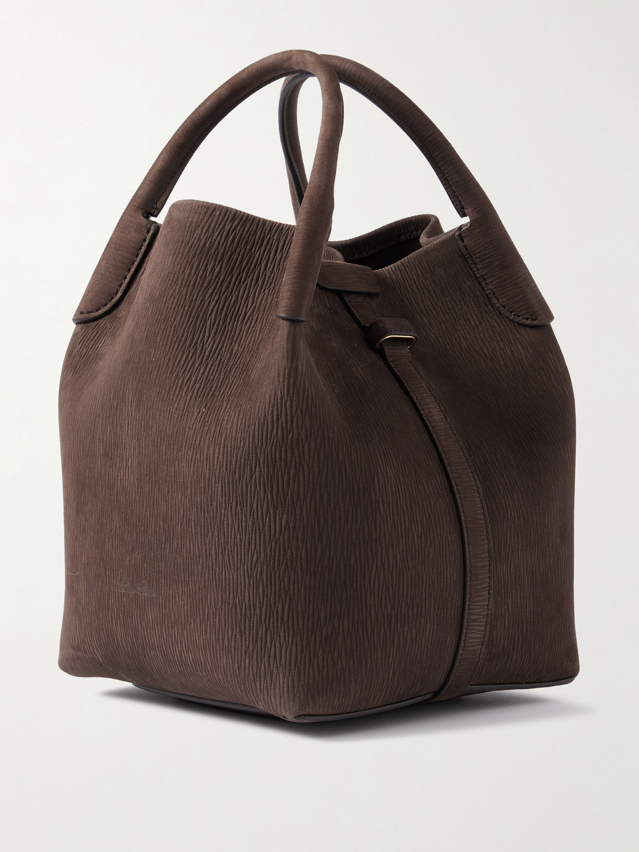 Loro Piana Bale Small Textured-suede Shoulder Bag In Brown