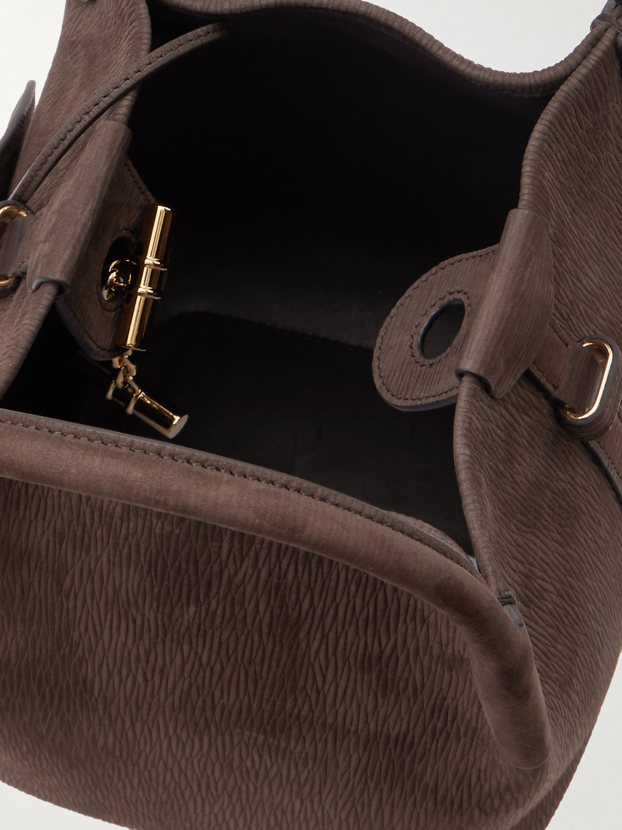 Loro Piana Bale Small Textured-suede Shoulder Bag In Brown