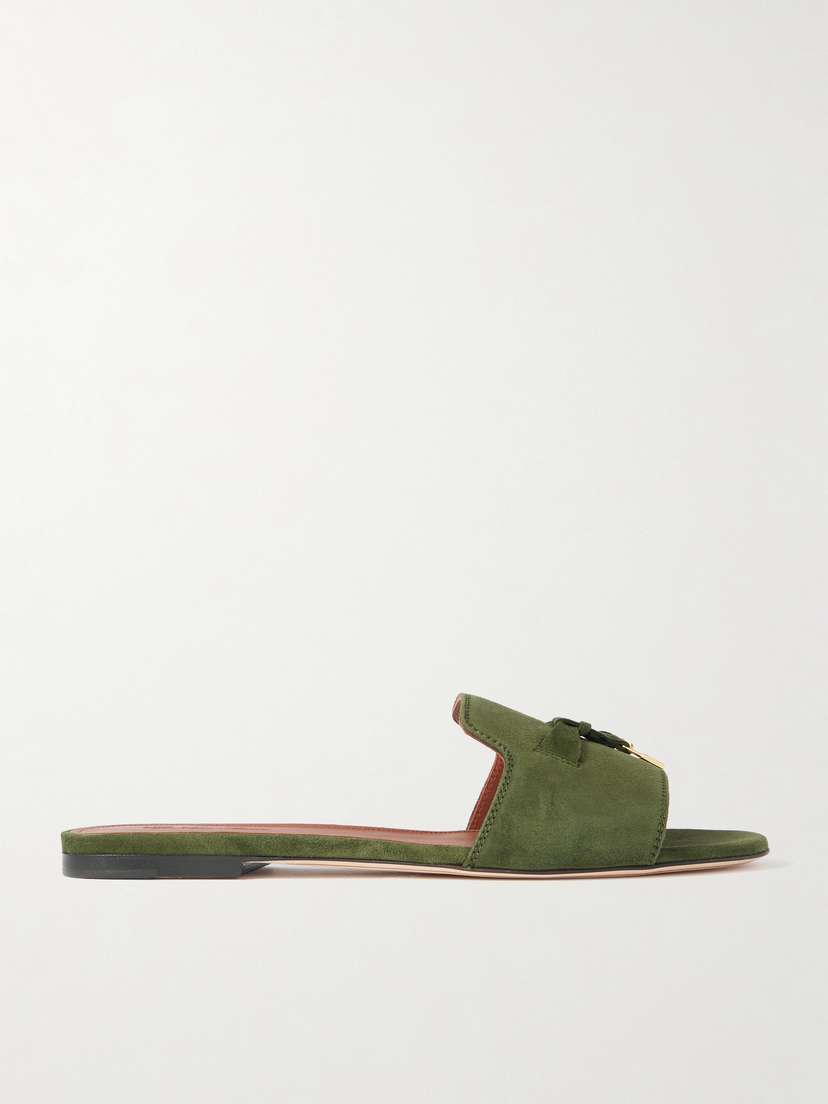 Loro Piana Summer Charms Suede Slides