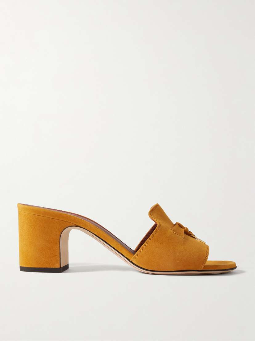 Loro Piana Summer Charms Embellished Suede Mules