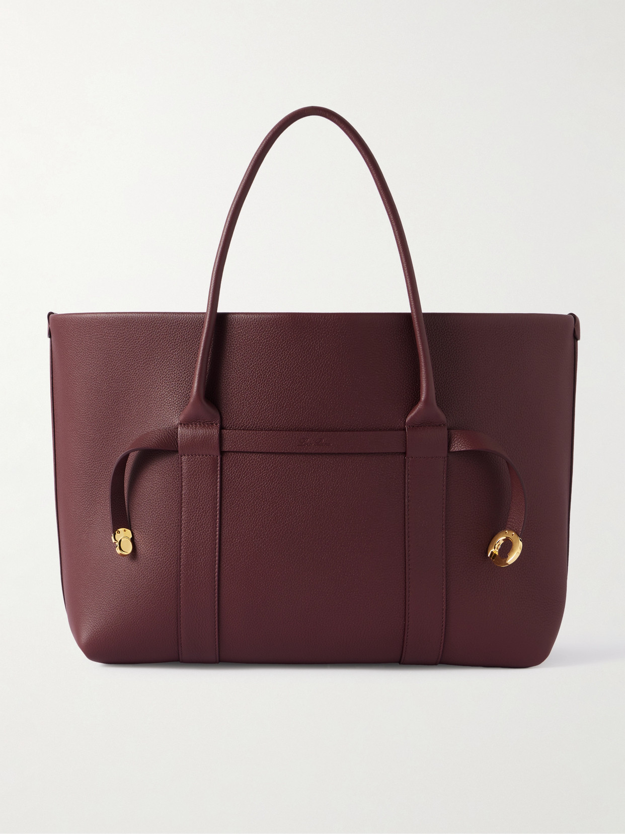 Loro Piana Ghiera Large Textured-leather Tote In Burgundy