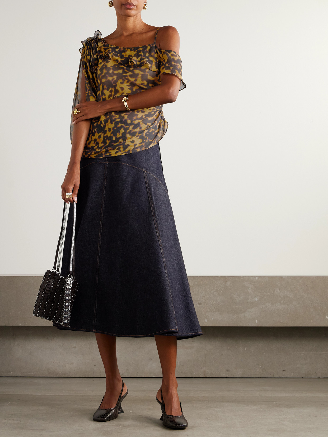 Christopher Esber Draped Asymmetric Leopard-print Silk-georgette Blouse In Animal Print