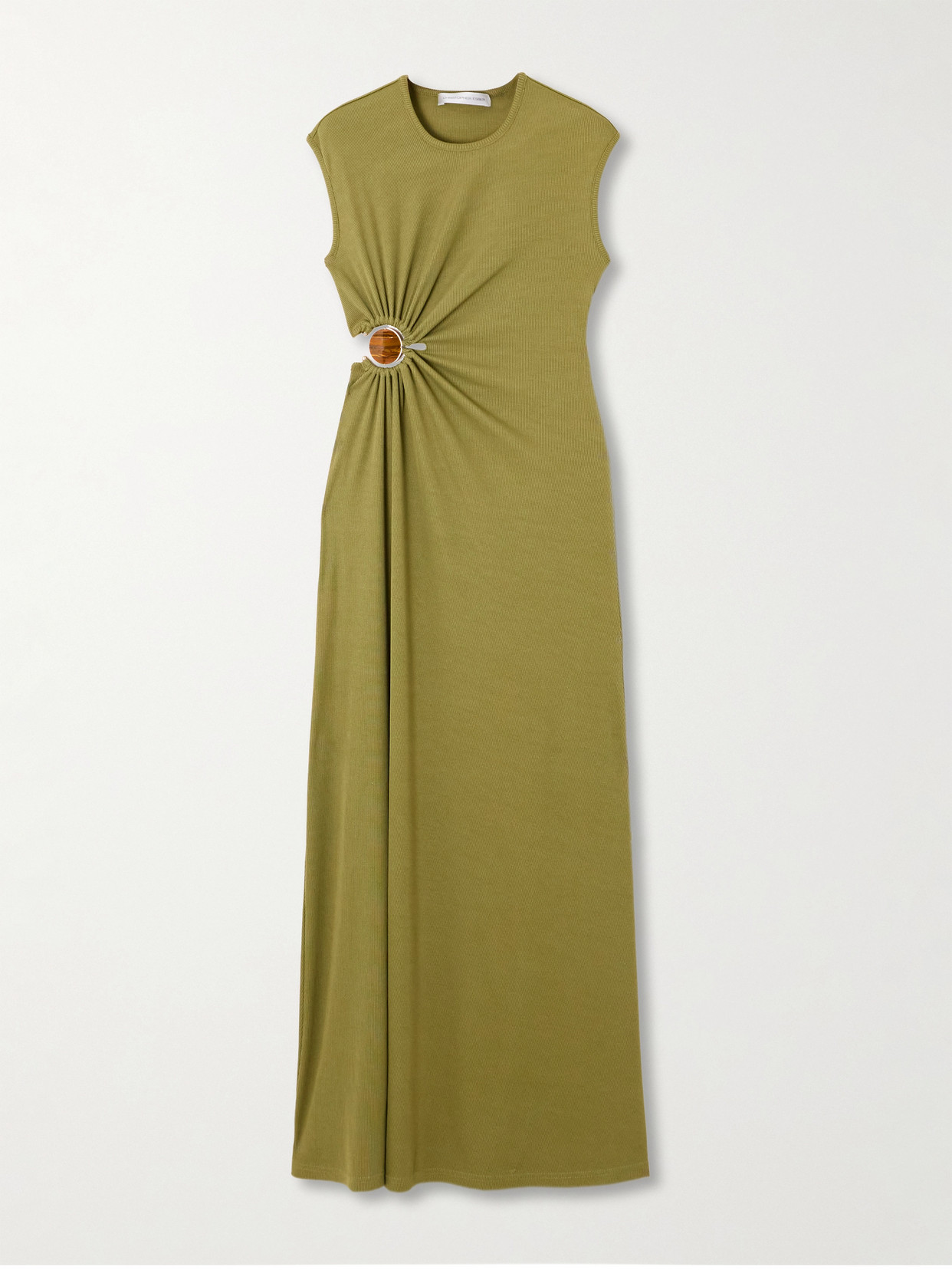 Christopher Esber Cutout Embellished Ribbed-jersey Maxi Dress In Multi