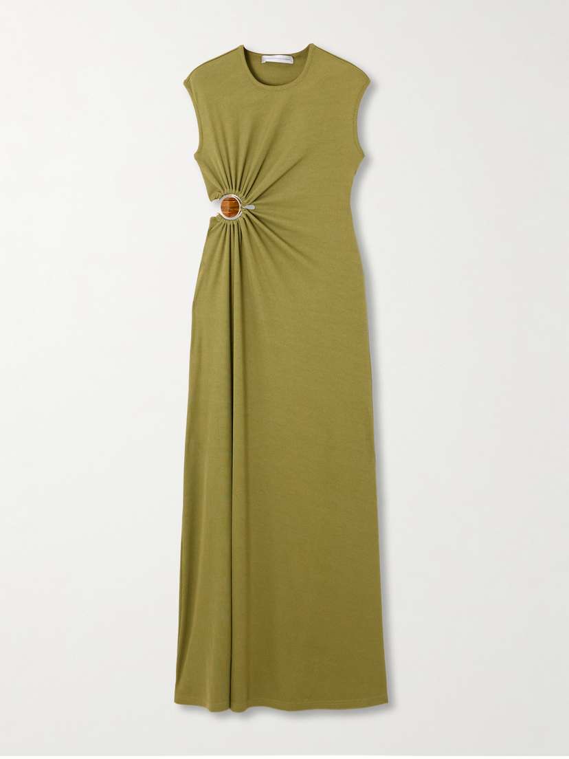 Christopher Esber Cutout Embellished Ribbed-jersey Maxi Dress