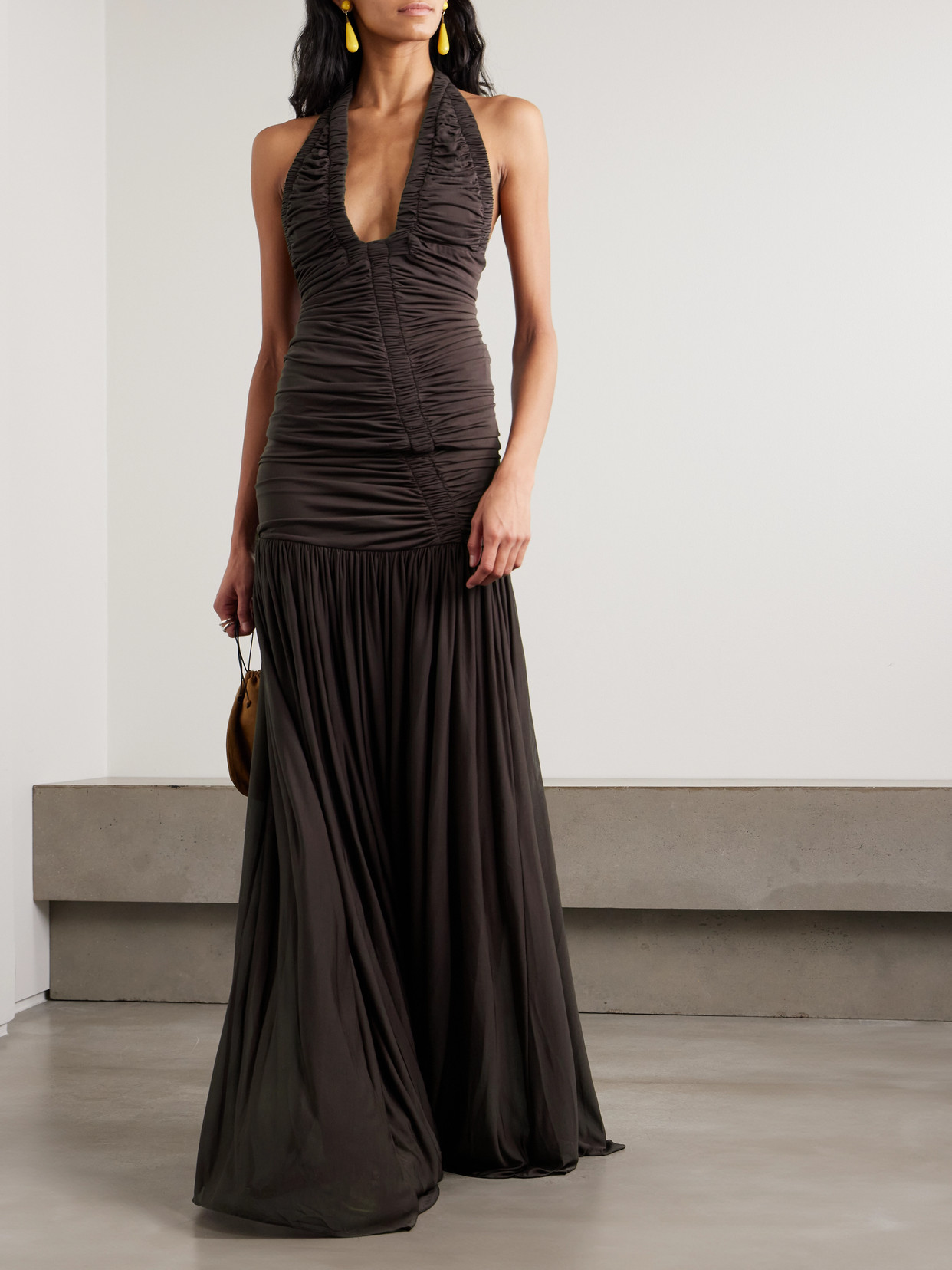 Orion Ruched Gathered Jersey Maxi