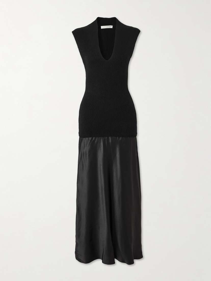 Christopher Esber Ribbed Cashmere And Silk-satin Maxi Dress